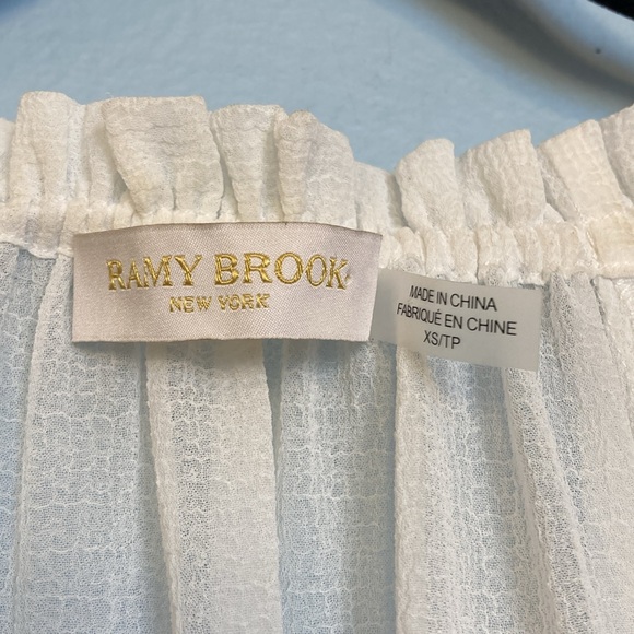 Ramy Brook Womens Size XS White Sheer Beach Swim Cover Up Smocked Waist Tassels - Picture 6 of 12